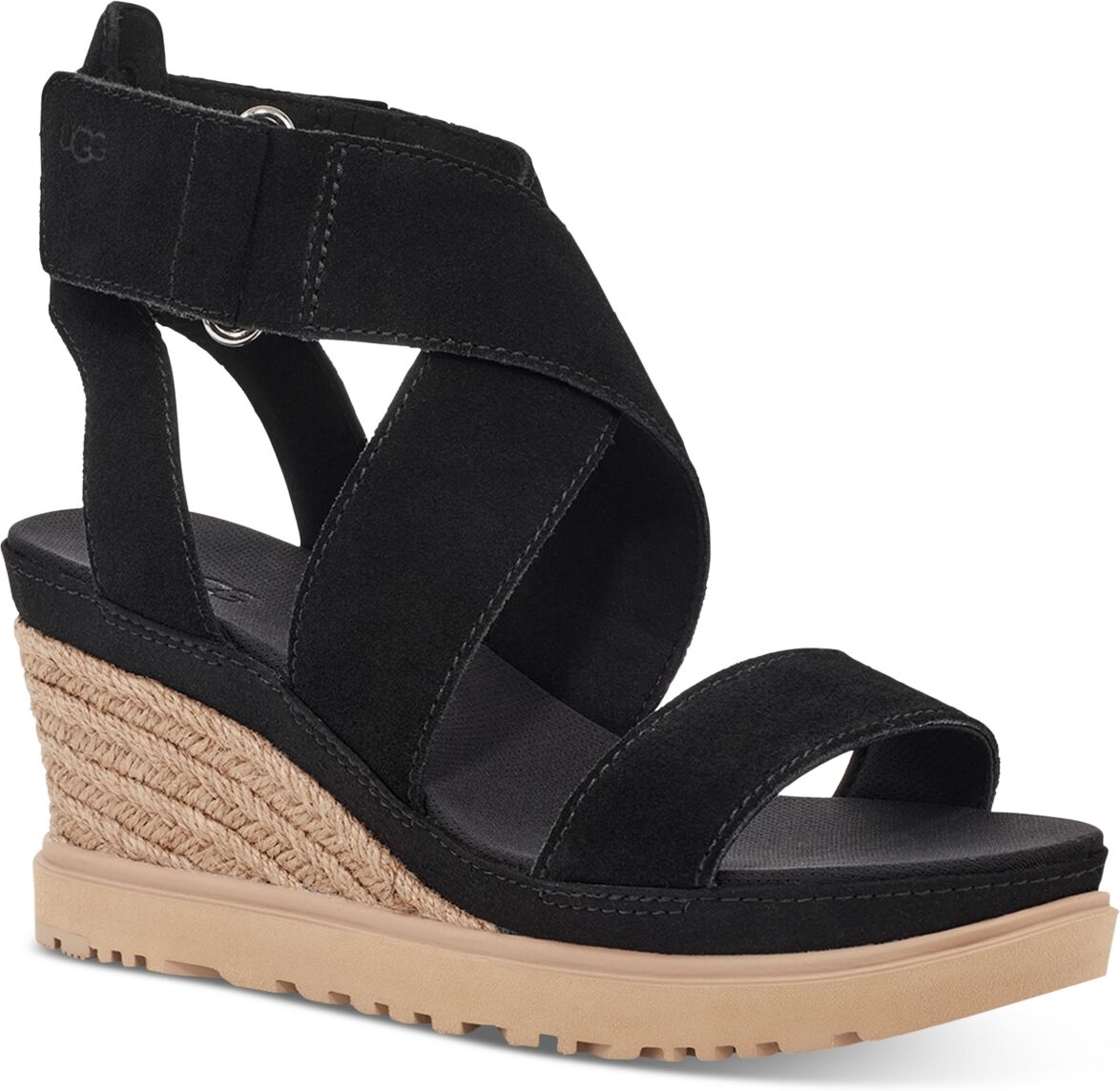 Ugg Women's Ileana Ankle-Strap Espadrille Platform Wedge Sandals - Black