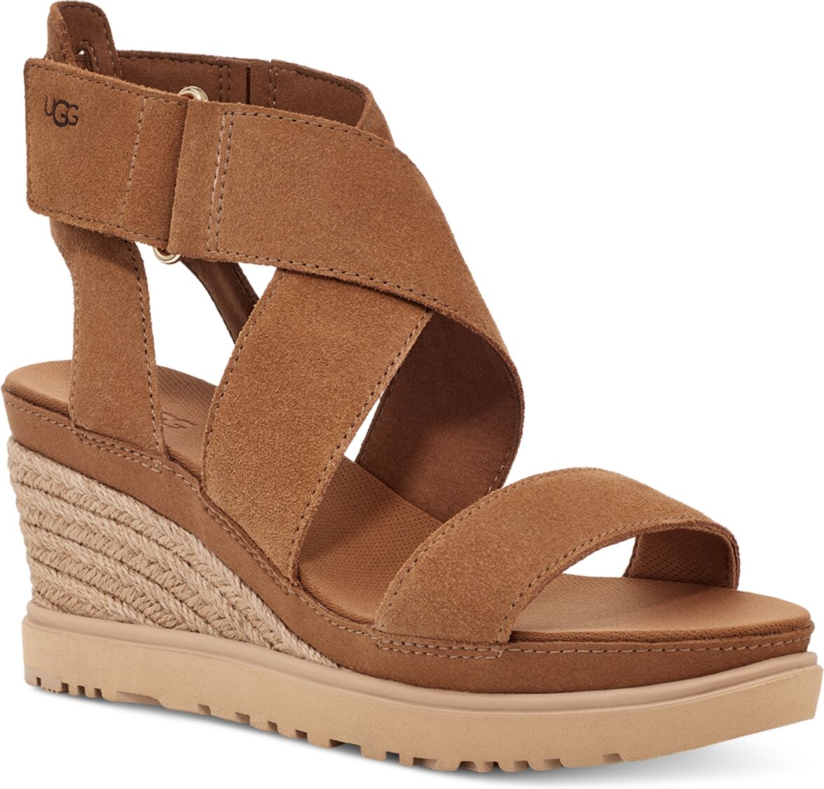 Ugg Women's Ileana Ankle-Strap Espadrille Platform Wedge Sandals - Chestnut