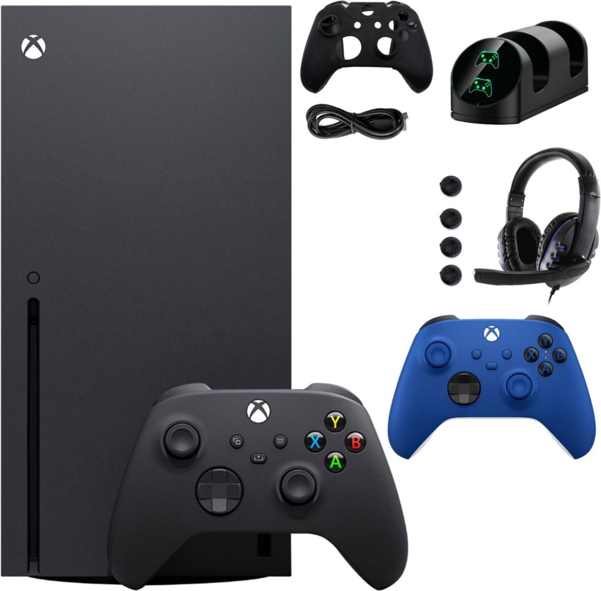 Xbox Series X 1TB Console with Extra Blue Controller Accessories Kit - Black