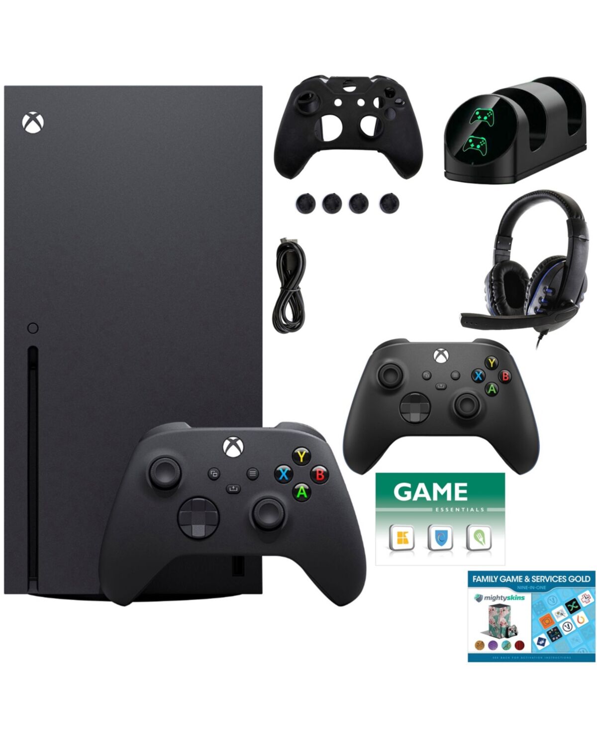 Xbox Series X 1TB Console with Extra Black Controller Accessories Kit and 2 Vouchers - Black