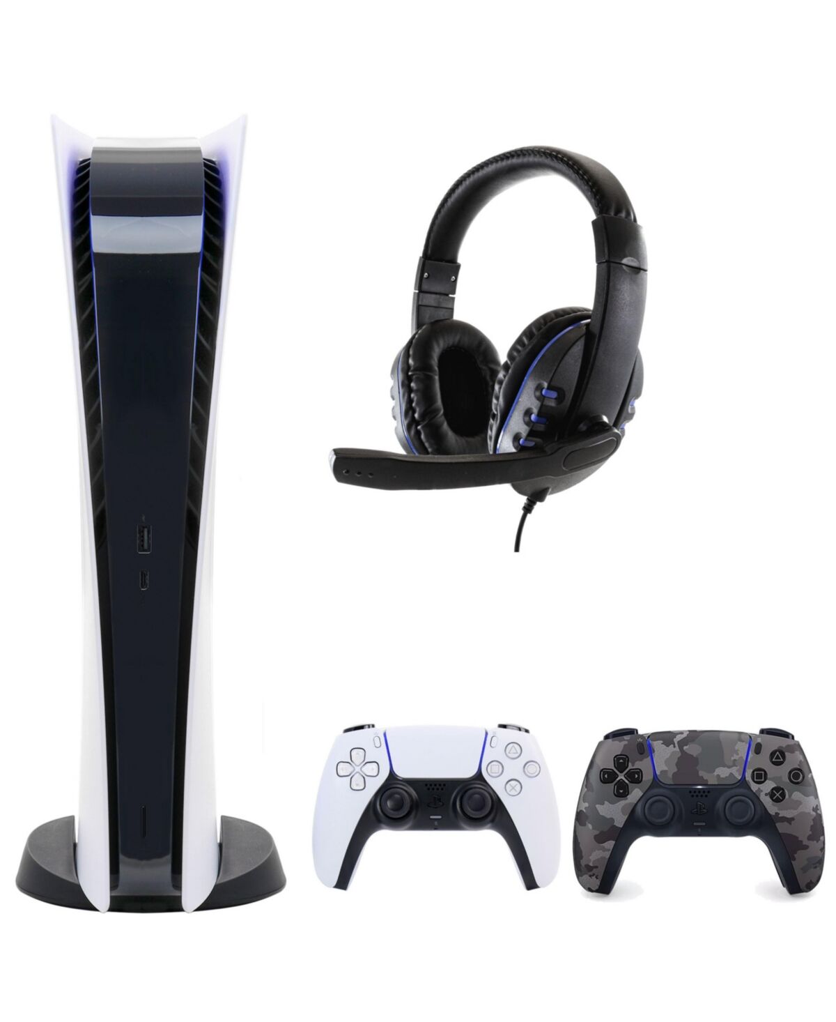 Playstation PS5 Digital Console w/ Extra Dualsense Controller & Universal Headset - Open White