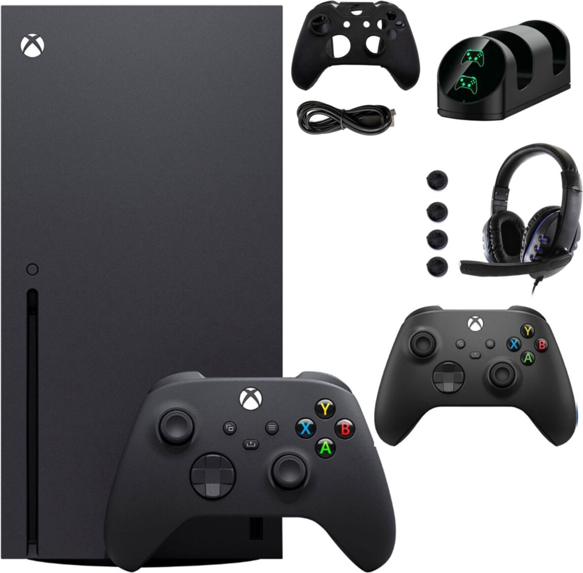 Xbox Series X 1TB Console with Extra Black Controller Accessories Kit - Black