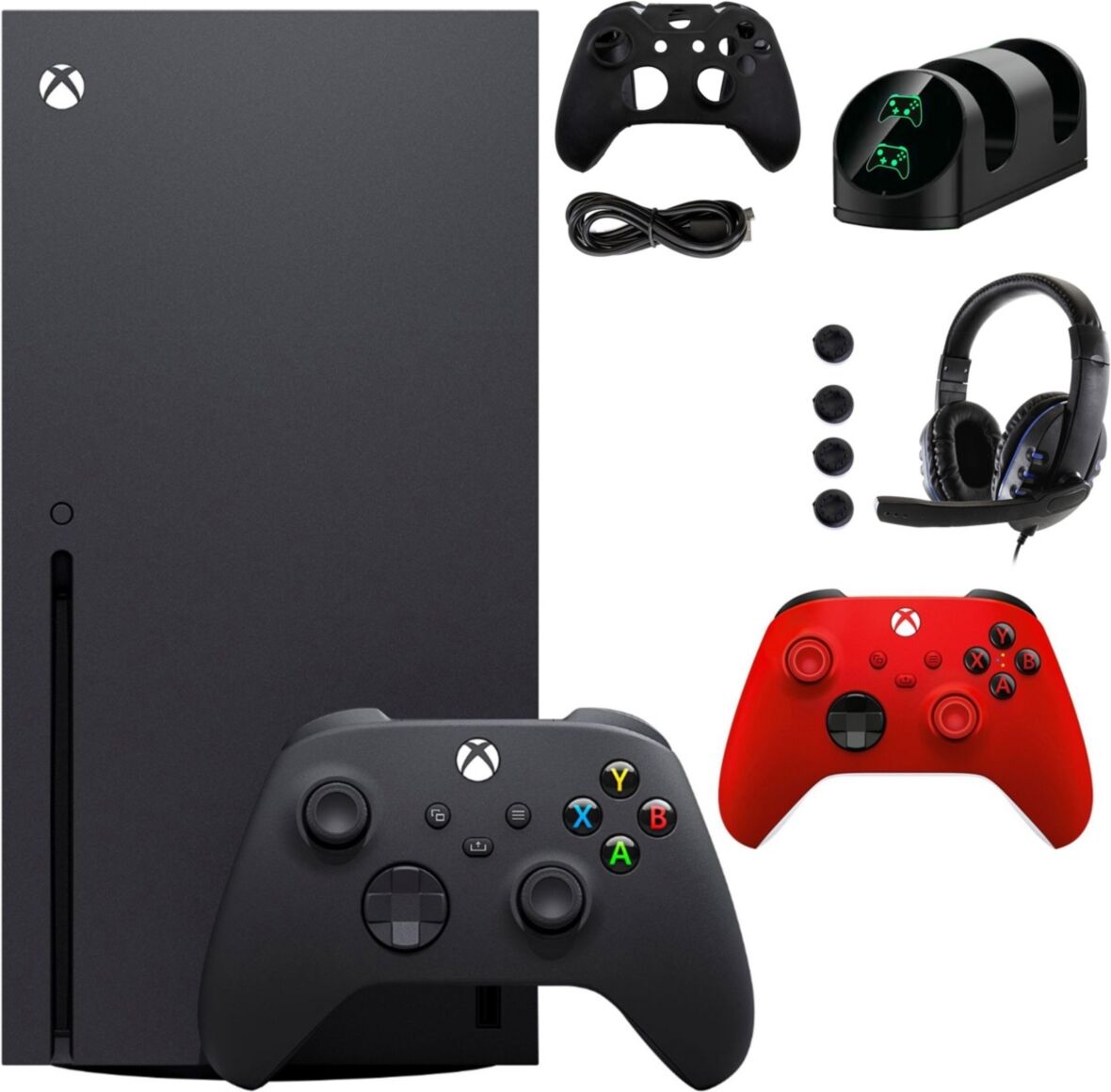 Xbox Series X 1TB Console with Extra Red Controller Accessories Kit - Black