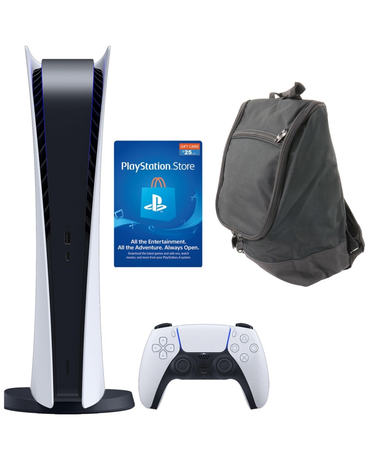 PlayStation 5 Digital Console w/ $25 Psn Card and Carry Bag - Open White