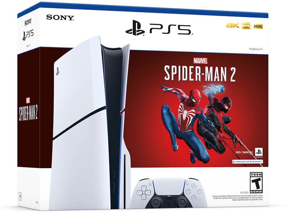 Sony PlayStation 5 Slim Disc Console with Spiderman 2 - White