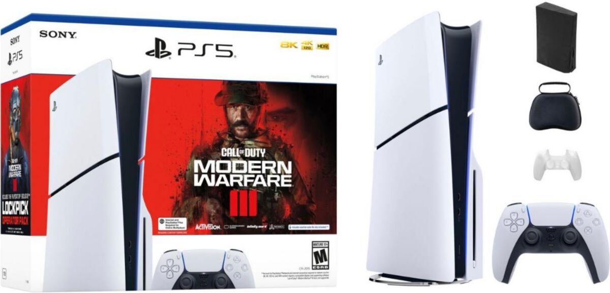 Sony - PlayStation 5 Console Slim - Call of Duty Modern Warfare Iii Bundle (Full Game Download Included) Bundle With Accessories - White