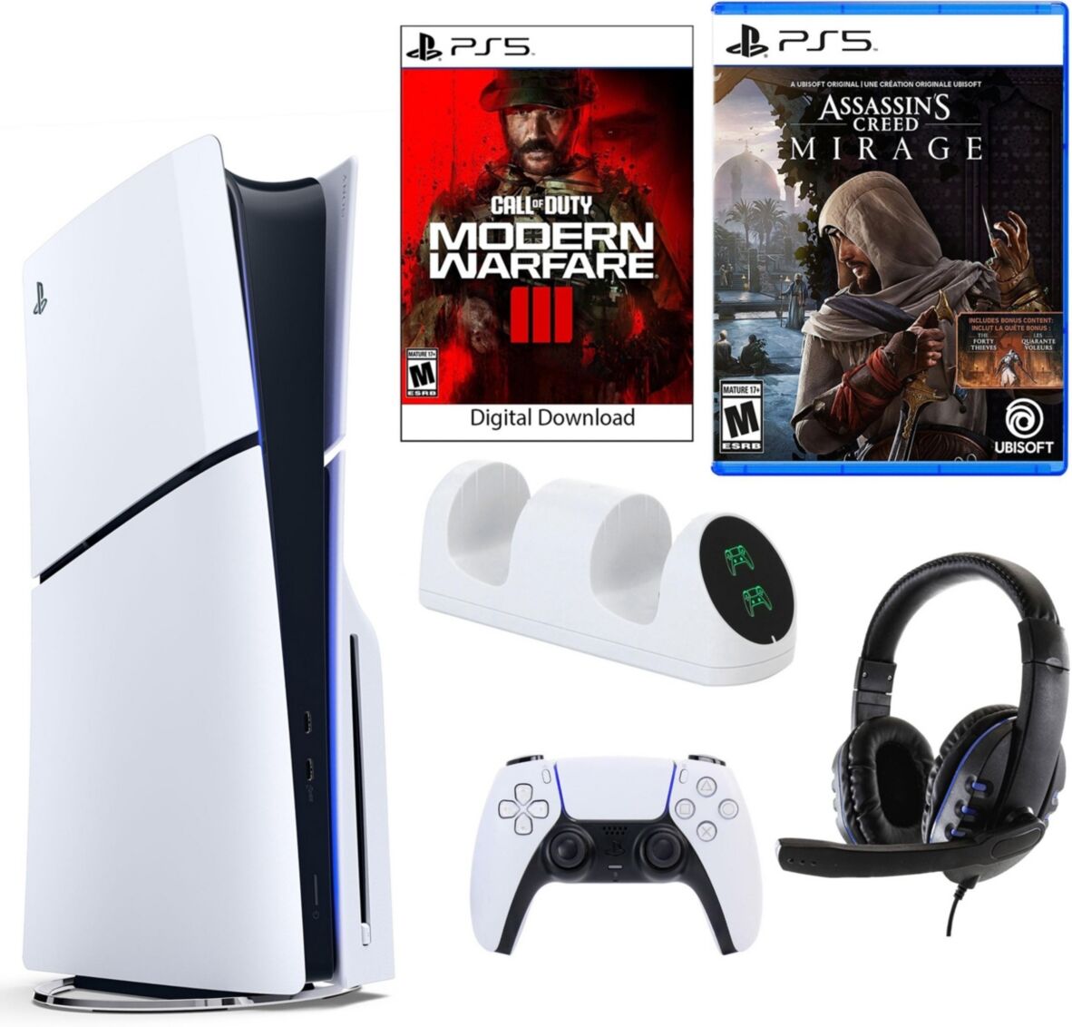 Playstation PS5 Cod Core Console with Mirage, Headset and Dual Charging Dock - White