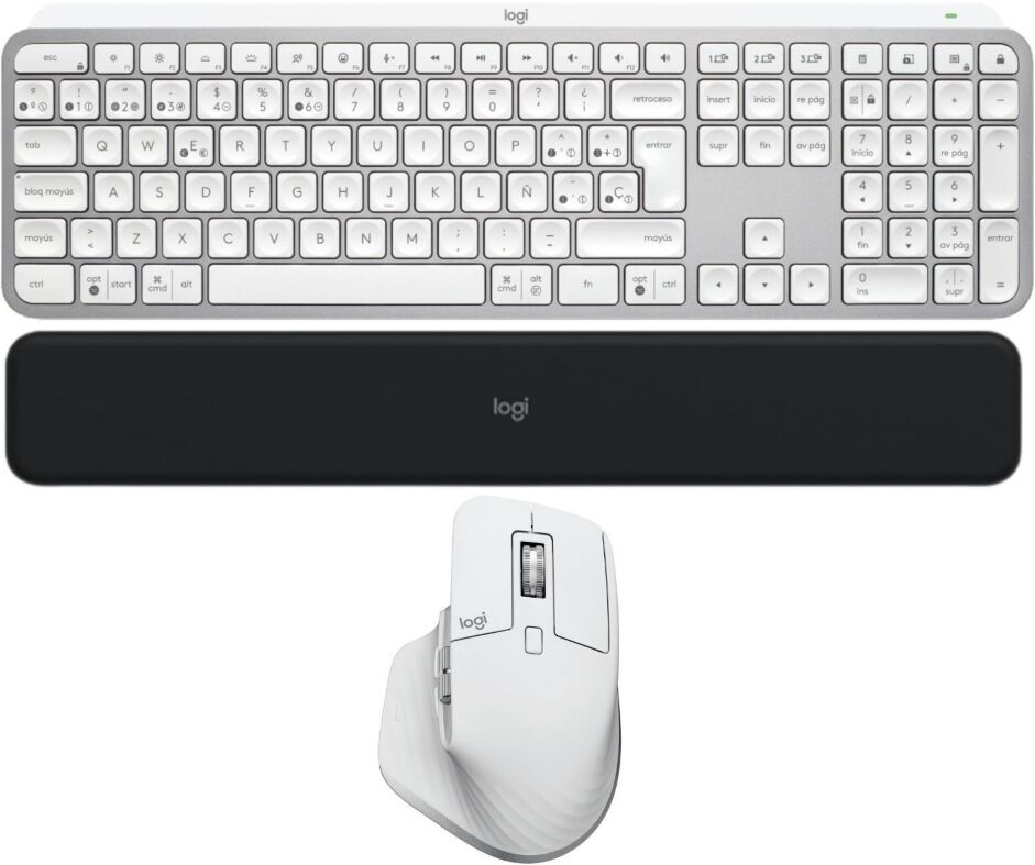 Logitech Mx Keys S Wireless Keyboard (Gray) w/Mac Mouse Bundle - White