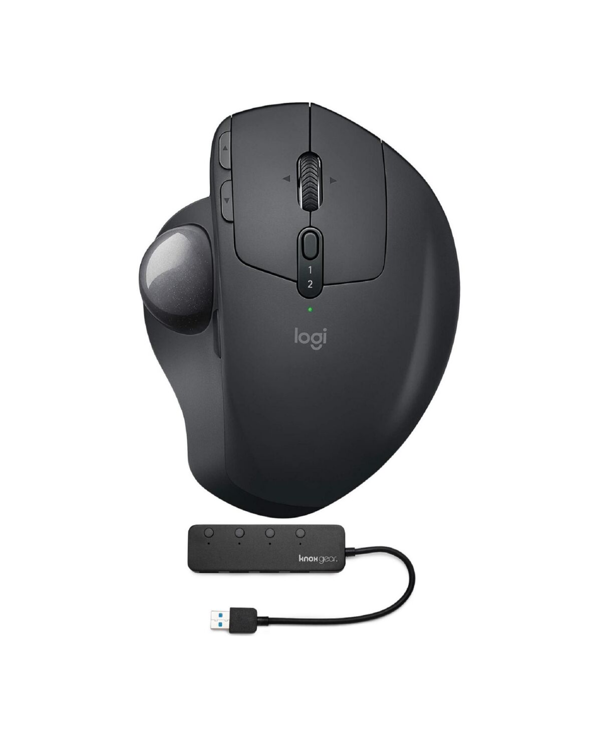Logitech Mx Ergo Advanced Wireless Mouse Trackball with Knox Gear 4-Port Usb 3.0 Hub - Black