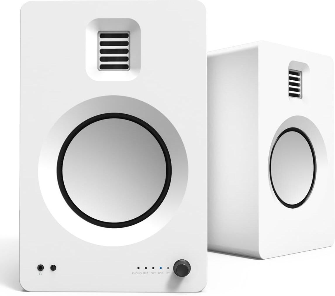 Kanto Tuk Premium Powered Bookshelf Speakers with Headphone Out, Usb Dac, Dedicated Phono Pre-amp, & Bluetooth - Pair - White