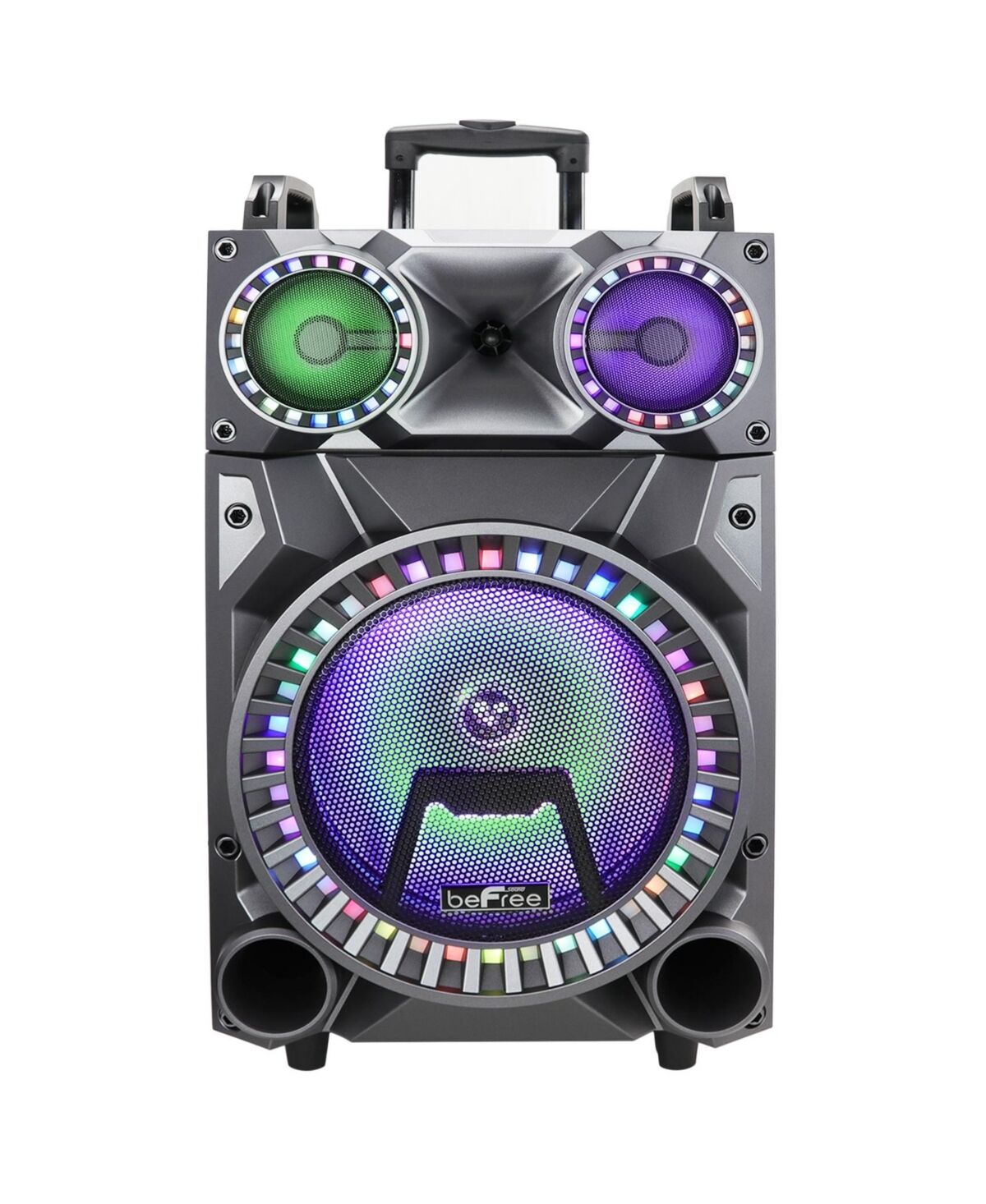 beFree Sound Rechargeable 12 Inch Bluetooth Portable Party Speaker with Party Lights, Fm Radio and Usb/Tf Inputs - Black