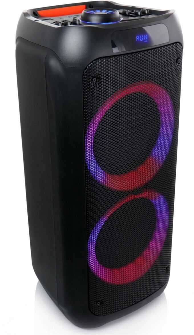 beFree Sound Dual 8 Inch Bluetooth Wireless Portable Party Speaker with Reactive Lights - Black