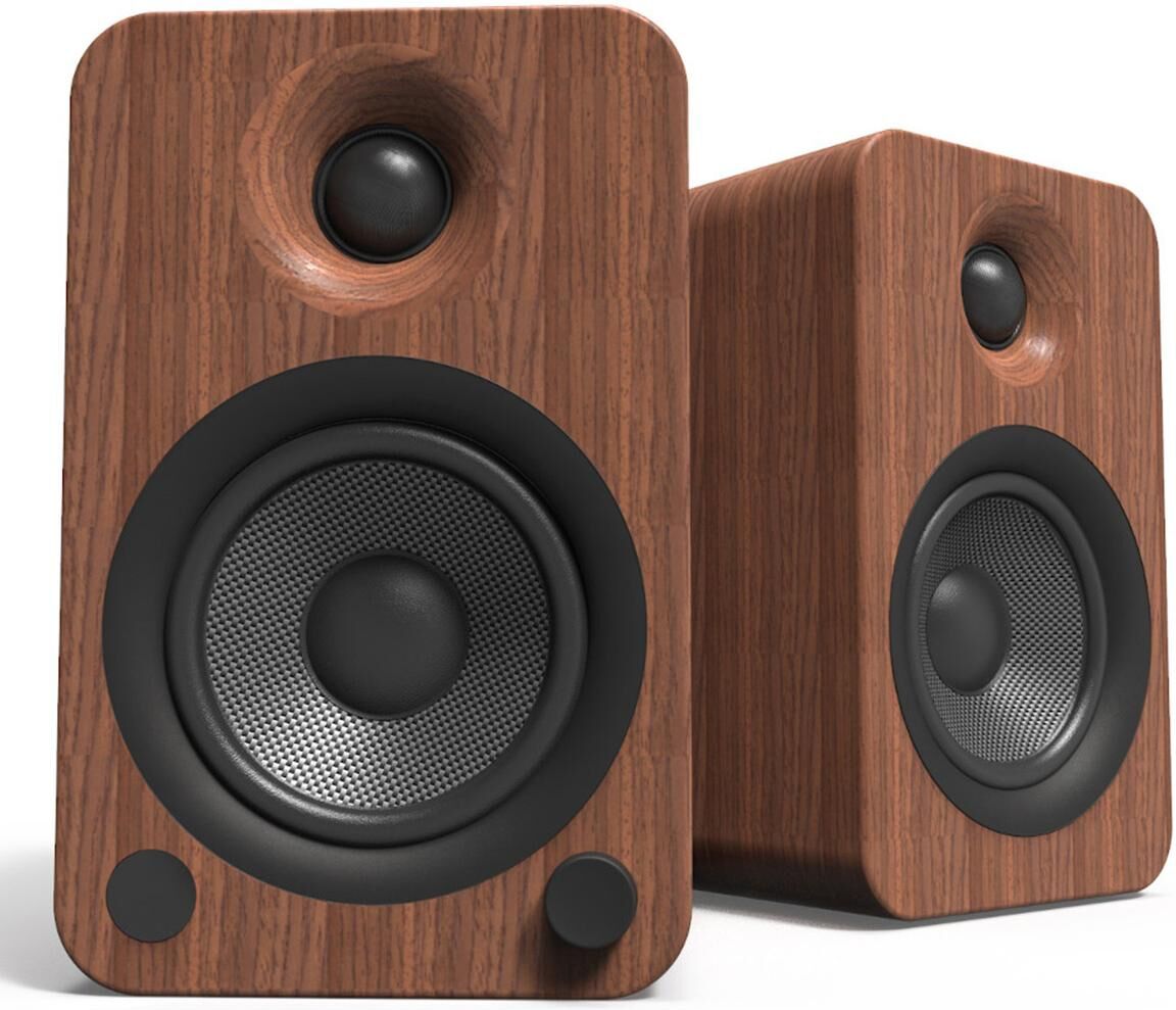 Kanto YU4 Powered Bookshelf Speakers with Built-In Bluetooth - Pair - Walnut