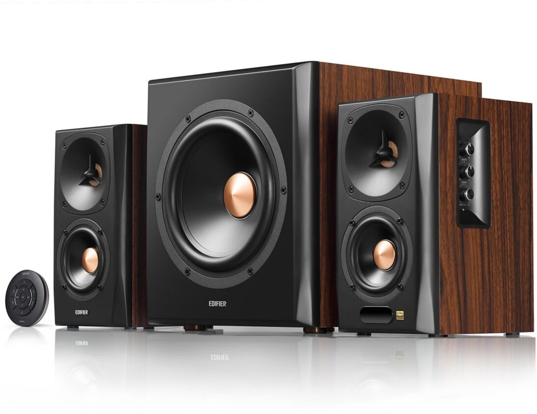 Edifier S360db Bookshelf Speaker With Subwoofer, 2.1 Speaker System - Brown