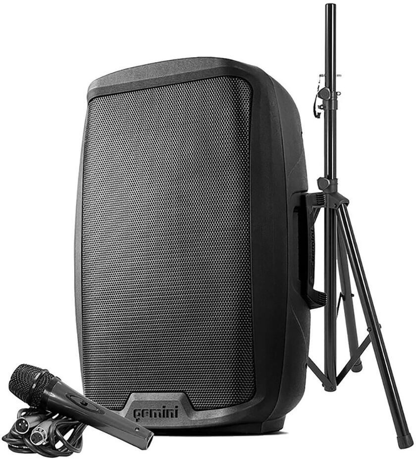 Gemini 15 inch 2000W Active Bluetooth Loudspeaker with Stand - Black