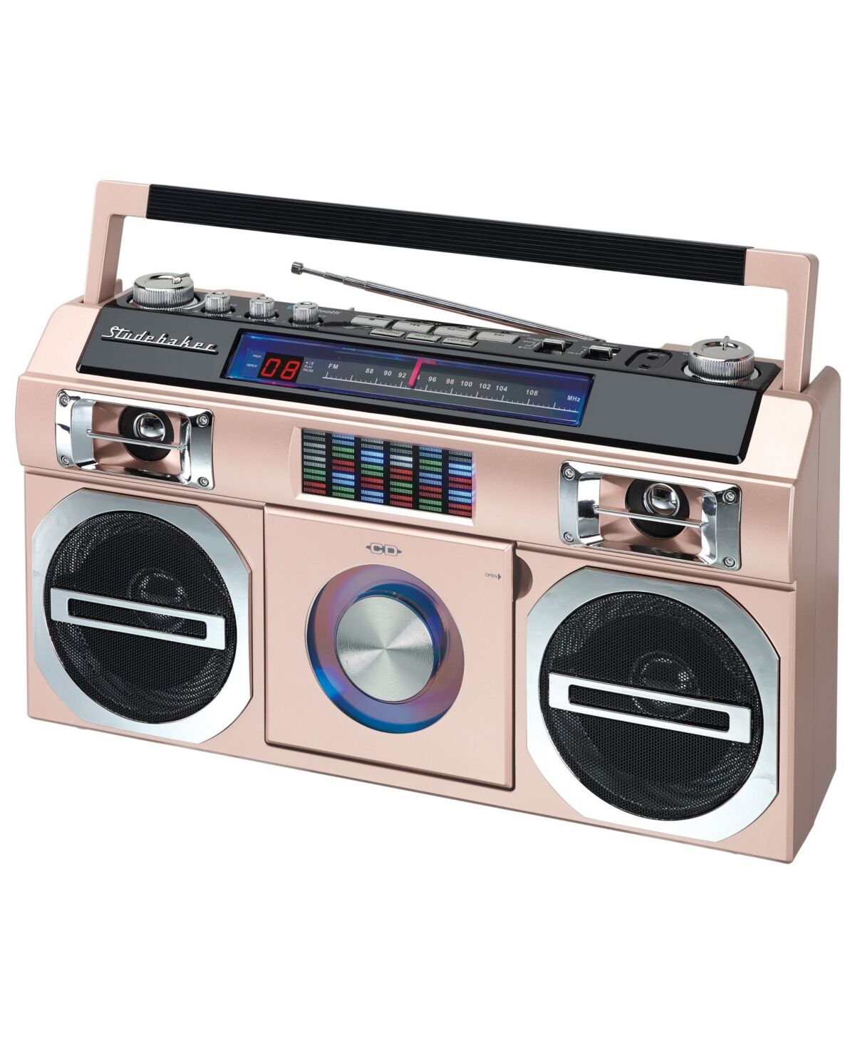 Studebaker SB2145RG 80's Retro Street Bluetooth Boombox with Fm Radio, Cd Player - Rose Gold