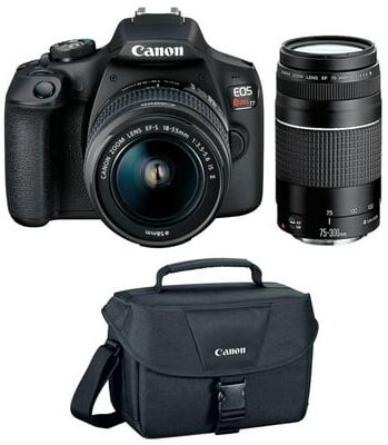 Canon Eos Rebel T7 Dslr Camera with 18-55mm and 75-300mm Lenses Basic Kit - Black