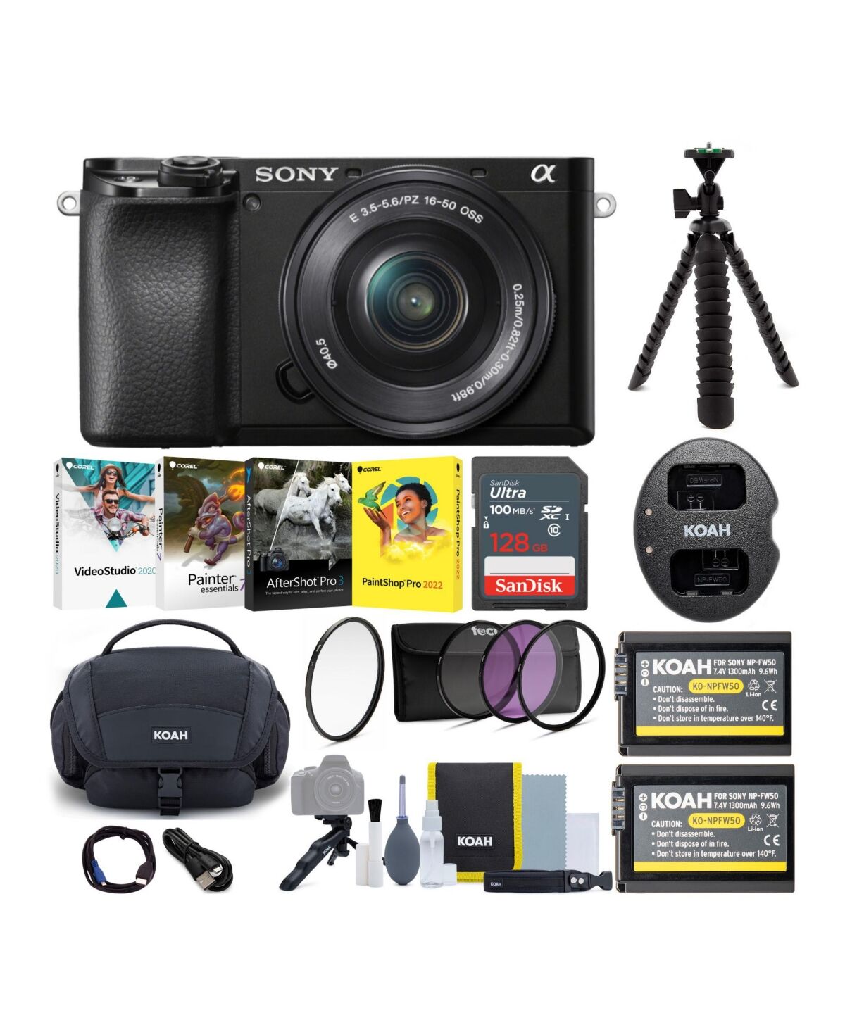 Sony Alpha a6100 Aps-c Mirror less Camera with 16-50mm Lens and Accessory Bundle - Black