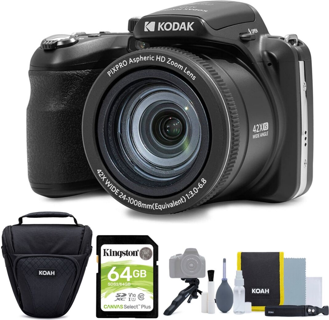 Kodak Pixpro AZ425 Astro 20MP Camera 42X Zoom (Black) with Accessory Kit Bundle - Black