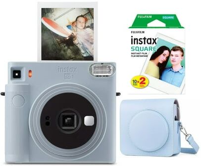 Fuji Instax Square SQ1 Instant Camera Starter Set with Film and Case - Blue