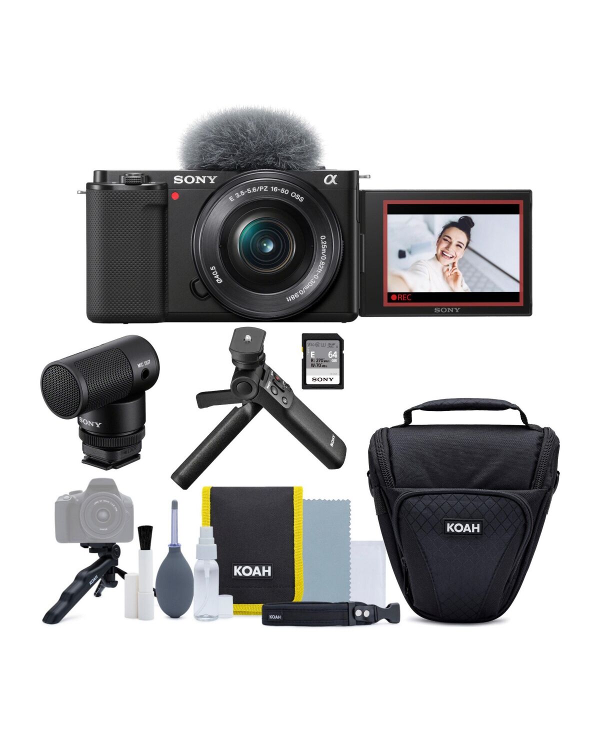 Sony Alpha Zv-E10 Aps-c (Black) with 16-50mm Lens Bundle with Creator Kit - Black