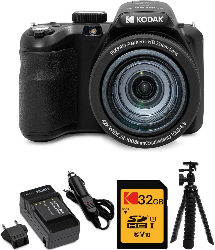 Kodak Pixpro AZ425 Astro Zoom 20MP Digital Camera with 32GB Sd and Tripod Bundle - Black