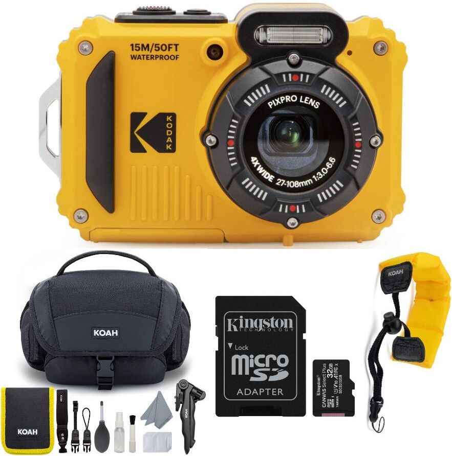 Kodak Pixpro WPZ2 Rugged Waterproof 16MP Digital Camera with Accessory Bundle - Yellow