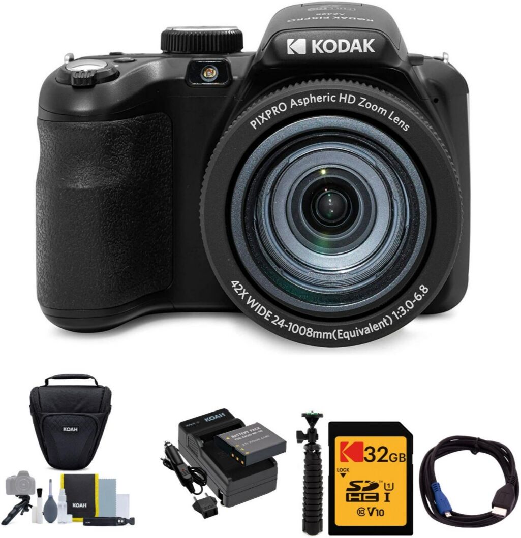 Kodak Pixpro AZ425 Astro Zoom 20MP Digital Camera (Black) with 32GB Card Bundle - Black