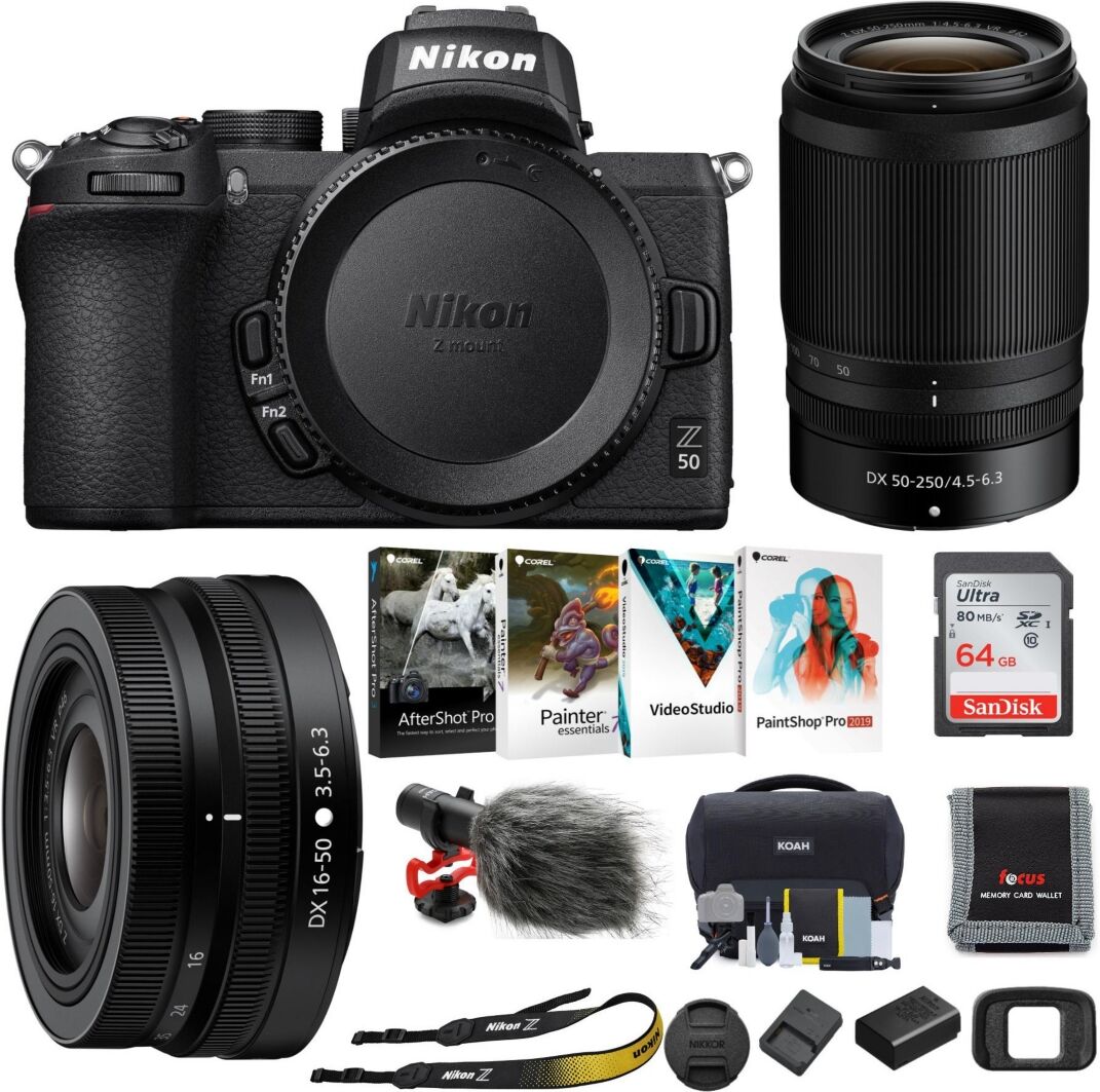 Nikon Z 50 Dx-Format Mirrorless Camera with Nikkor Z 16-50mm & 50-250mm Bundle Set - Black