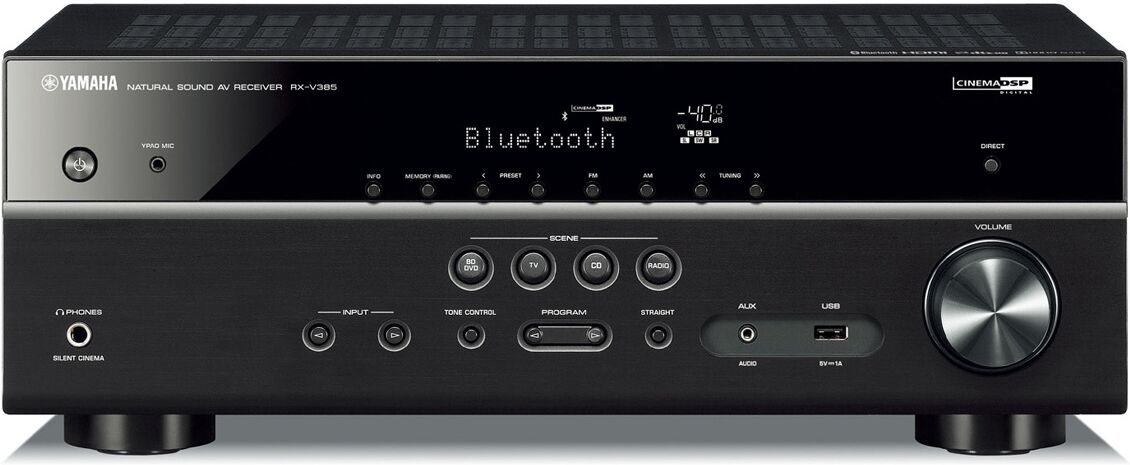 Yamaha Rx-V385BL 5.1 Channel Av Receiver with Ypao Automatic Room Calibration - Black