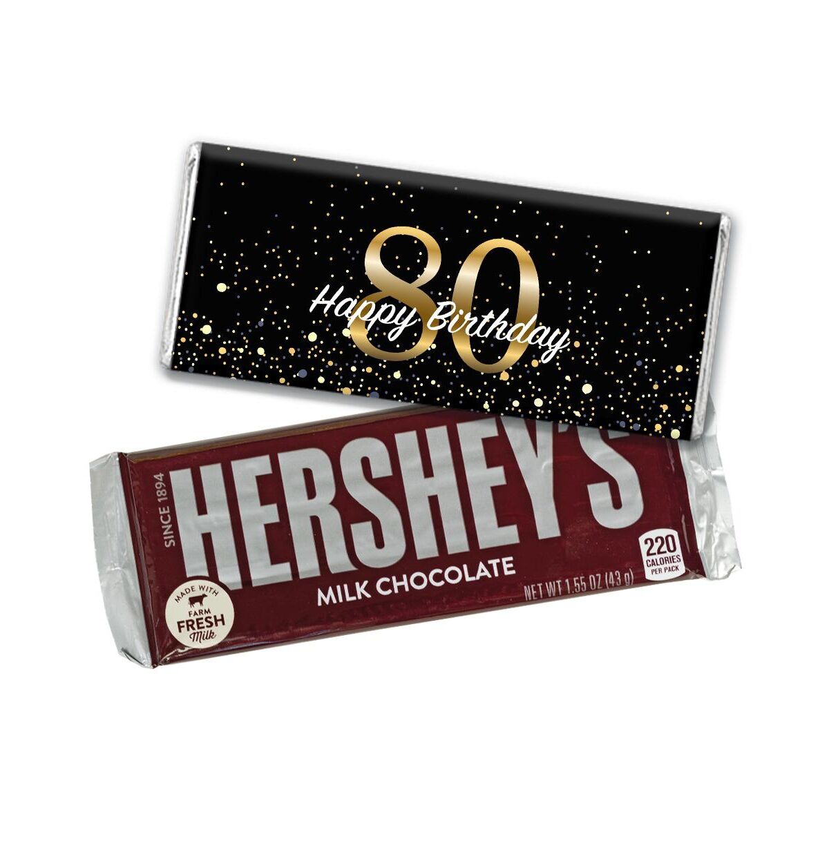 Candy 36ct 80th Birthday Candy Party Favors Wrapped Hershey's Chocolate Bars by Just Candy (36 Pack) - Candy Included - Assorted pre-pack