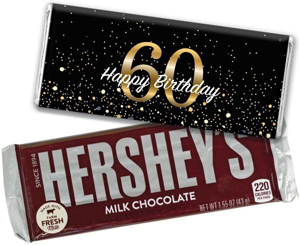 Candy 36ct 60th Birthday Candy Party Favors Wrapped Hershey's Chocolate Bars by Just Candy (36 Pack) - Candy Included - Assorted pre-pack