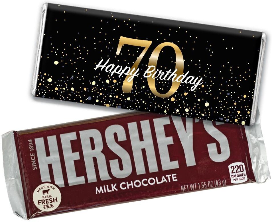 Candy 36ct 70th Birthday Candy Party Favors Wrapped Hershey's Chocolate Bars by Just Candy (36 Pack) - Candy Included - Assorted pre-pack