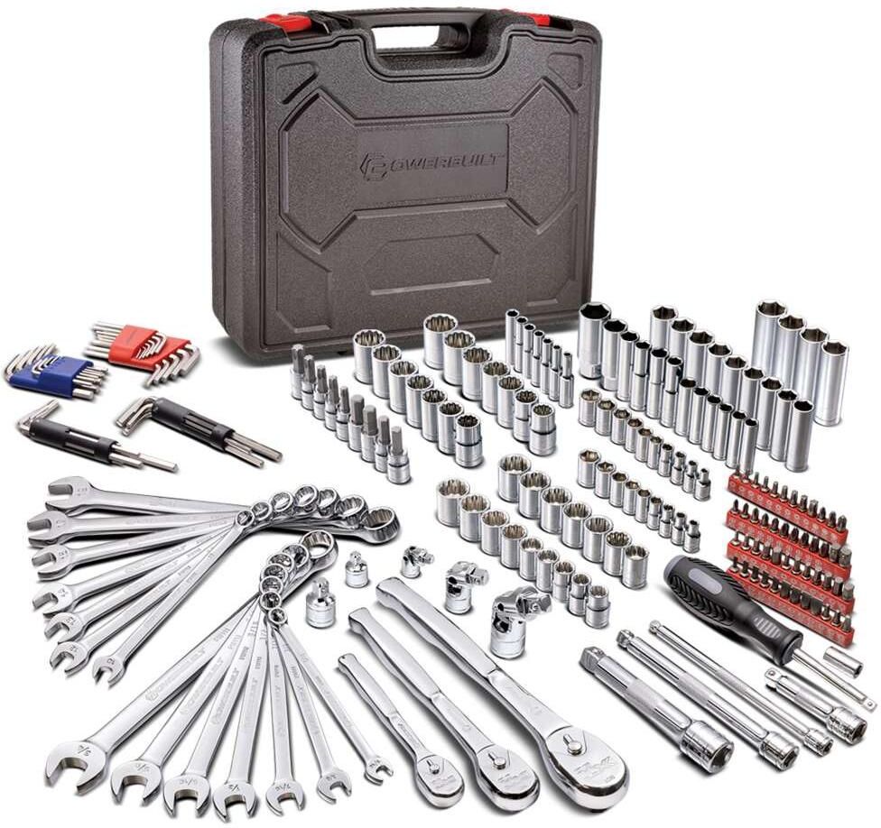 Powerbuilt 200 Piece Master Tool Set with Sockets, Ratchets, and Wrenches - Silver