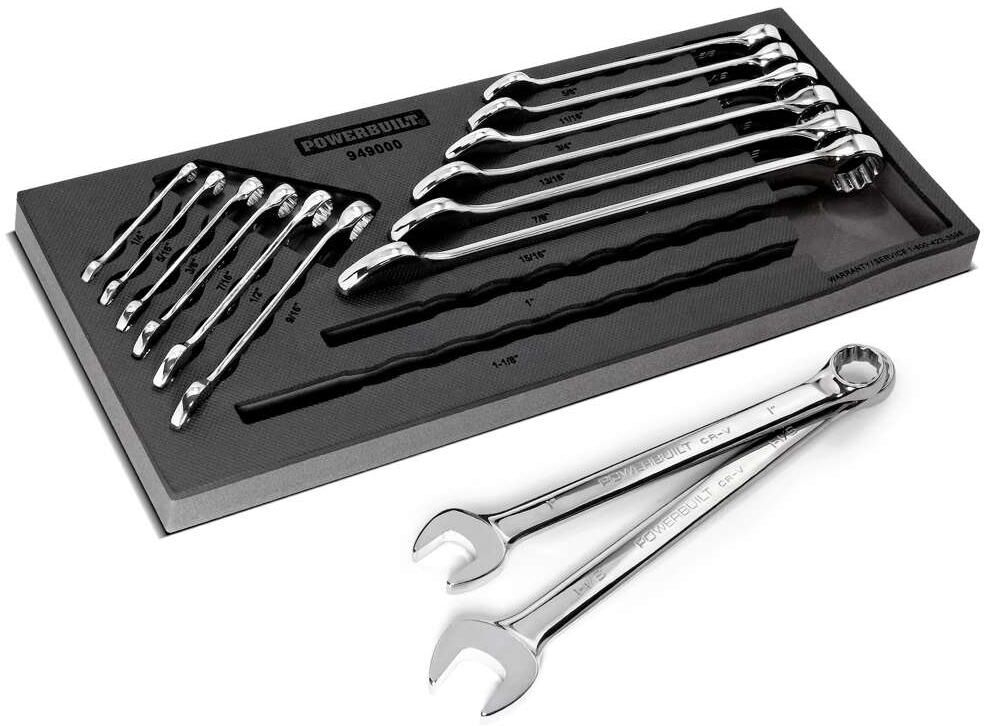 Powerbuilt 14 Piece Pro Tech Sae Combination Wrench Set - Silver