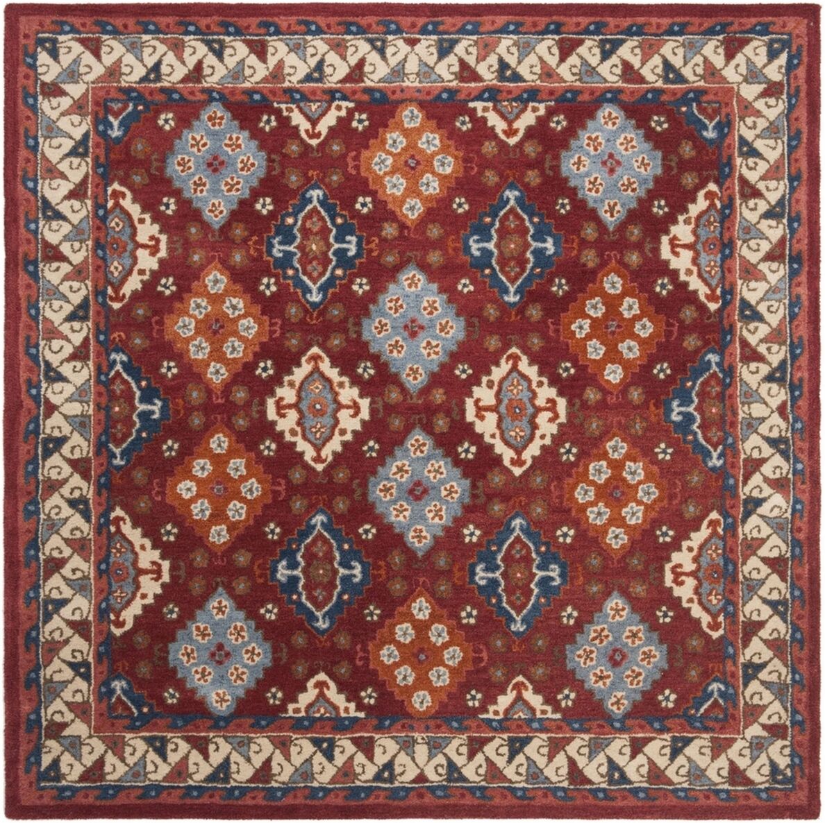 Safavieh Antiquity At509 Red and Blue 6' x 6' Square Area Rug - Red