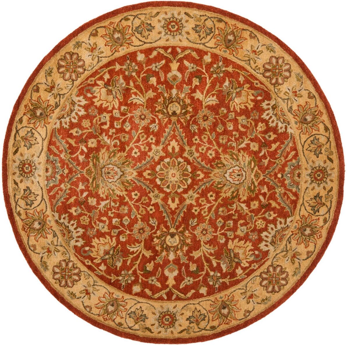 Safavieh Antiquity At249 Rust and Gold 6' x 6' Round Area Rug - Rust