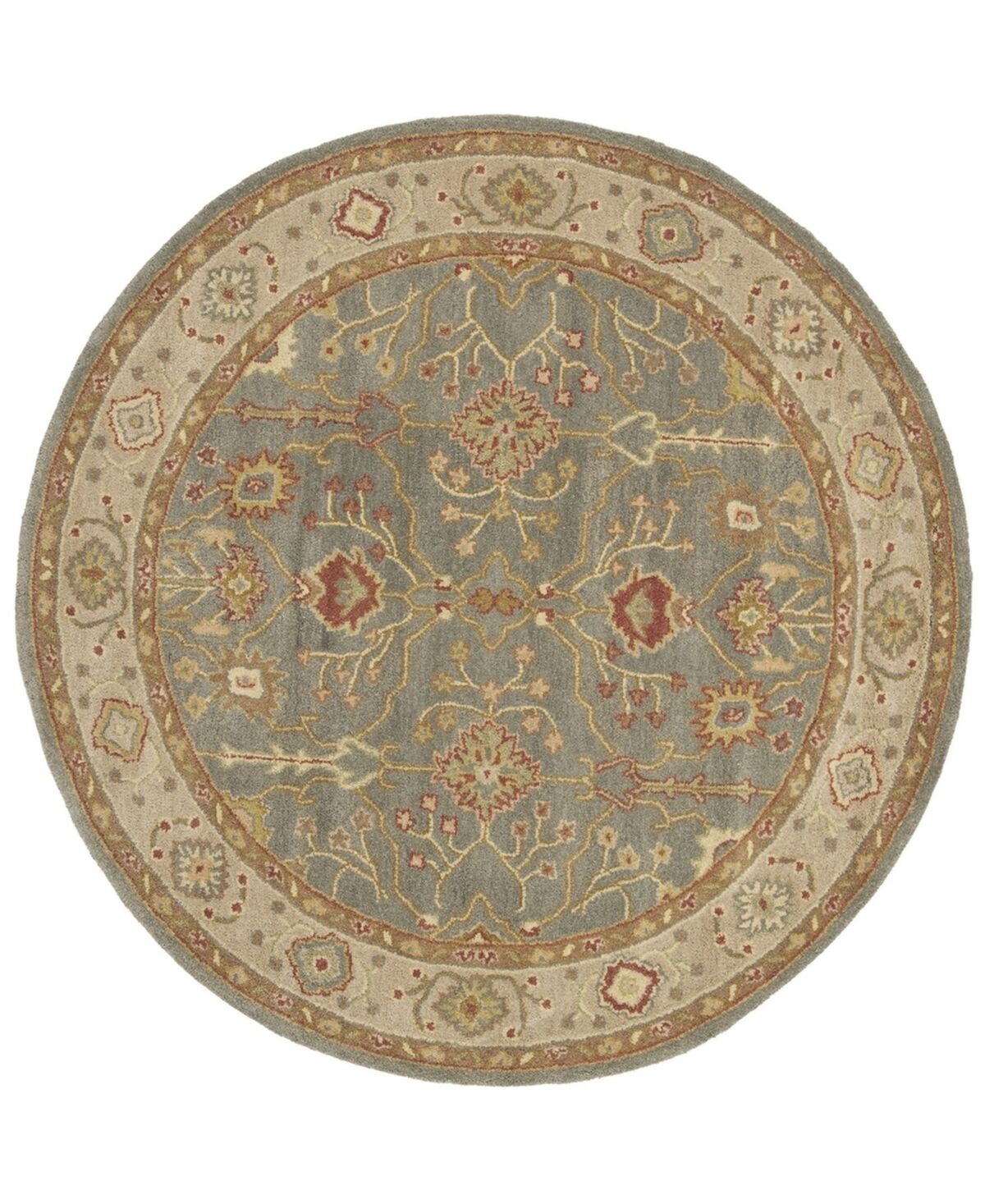 Safavieh Antiquity At314 Blue and Ivory 6' x 6' Round Area Rug - Blue