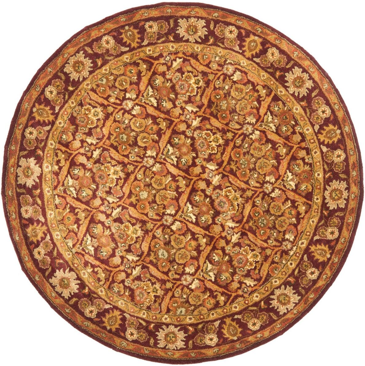 Safavieh Antiquity At51 Wine and Gold 6' x 6' Round Area Rug - Wine