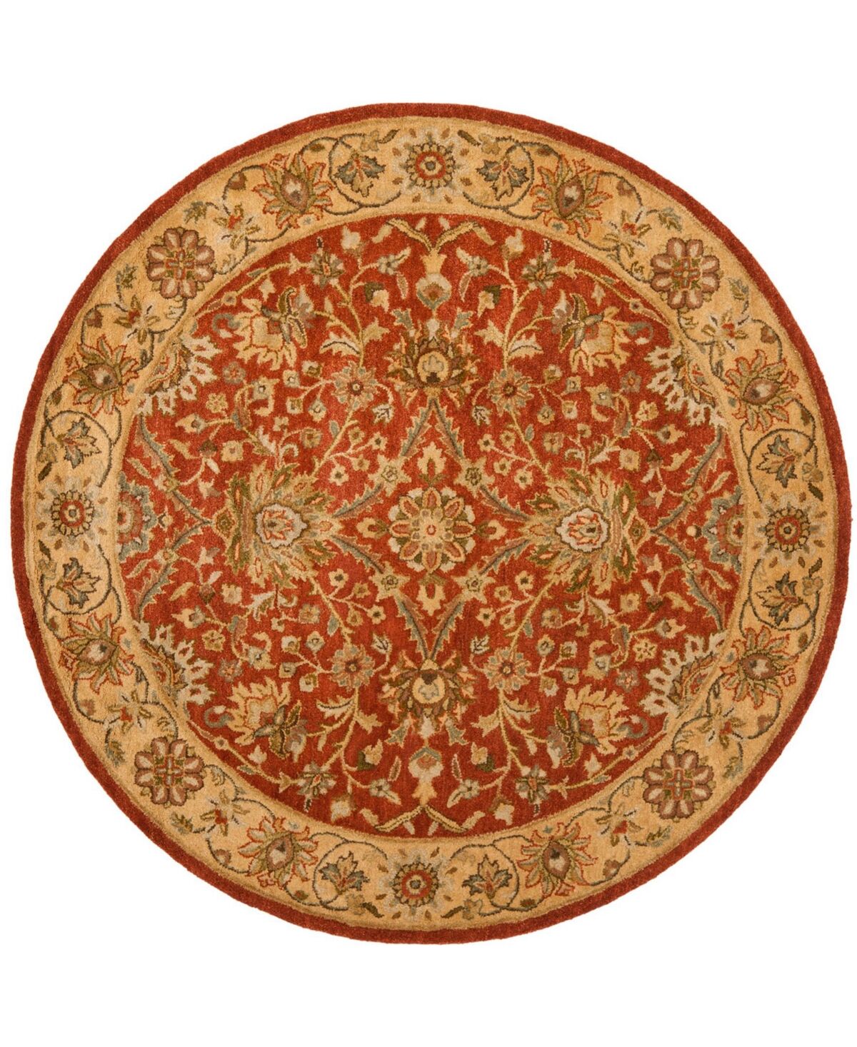 Safavieh Antiquity At249 Rust and Gold 8' x 8' Round Area Rug - Rust