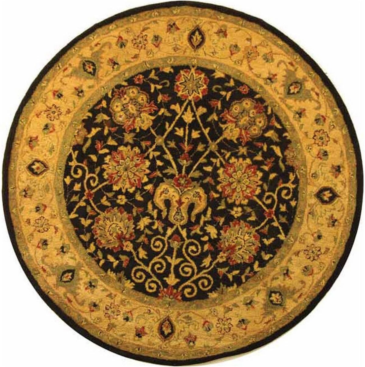 Safavieh Antiquity At21 Black 8' x 8' Round Area Rug - Black