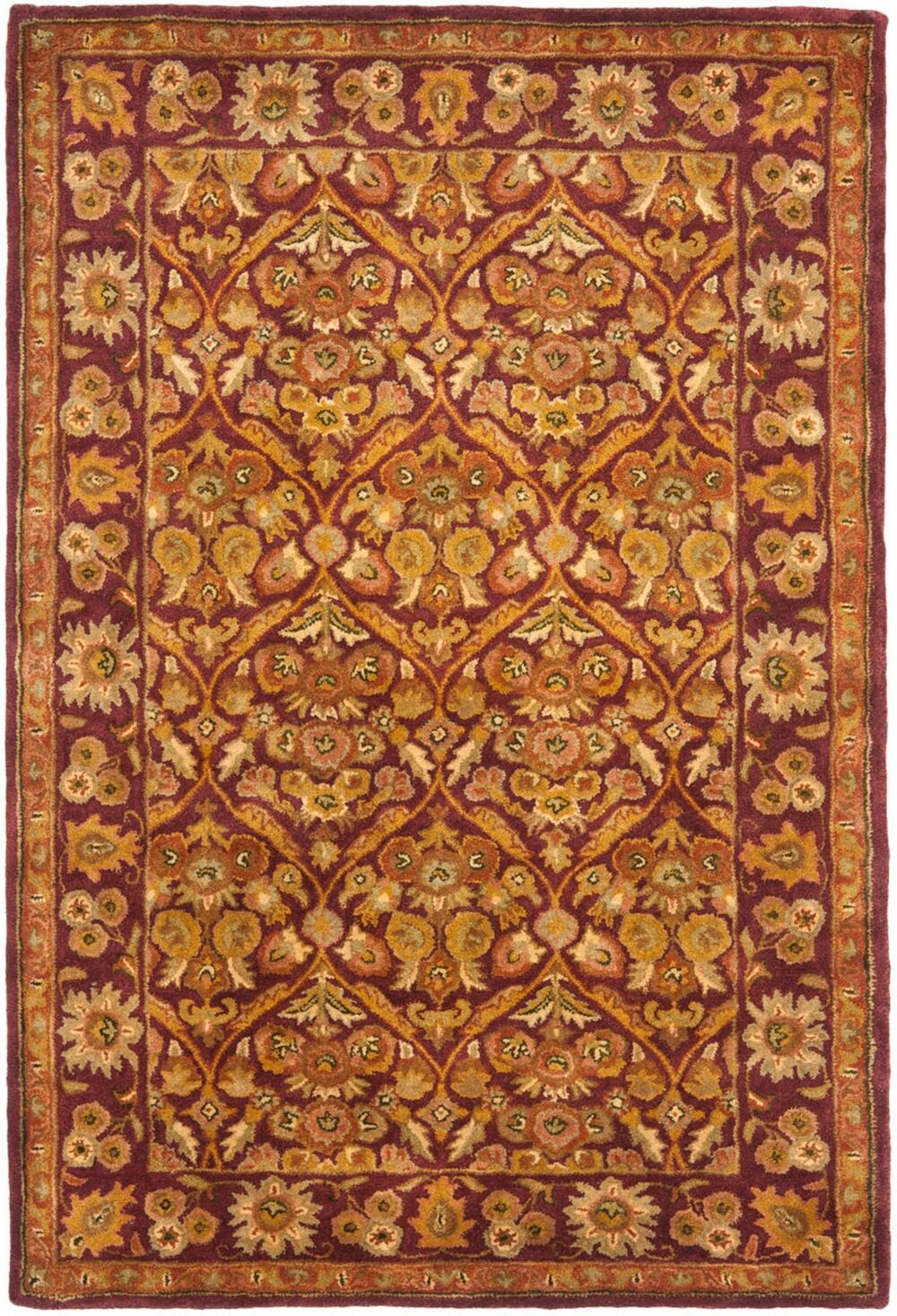 Safavieh Antiquity At51 Wine and Gold 4' x 6' Area Rug - Wine