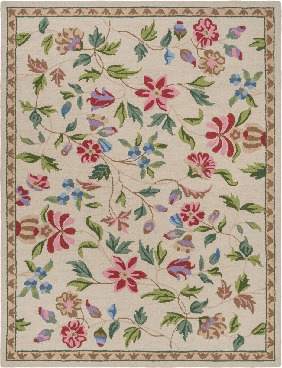 Capel Jardin 6100 5' x 8' Area Rug - Red, Ivory