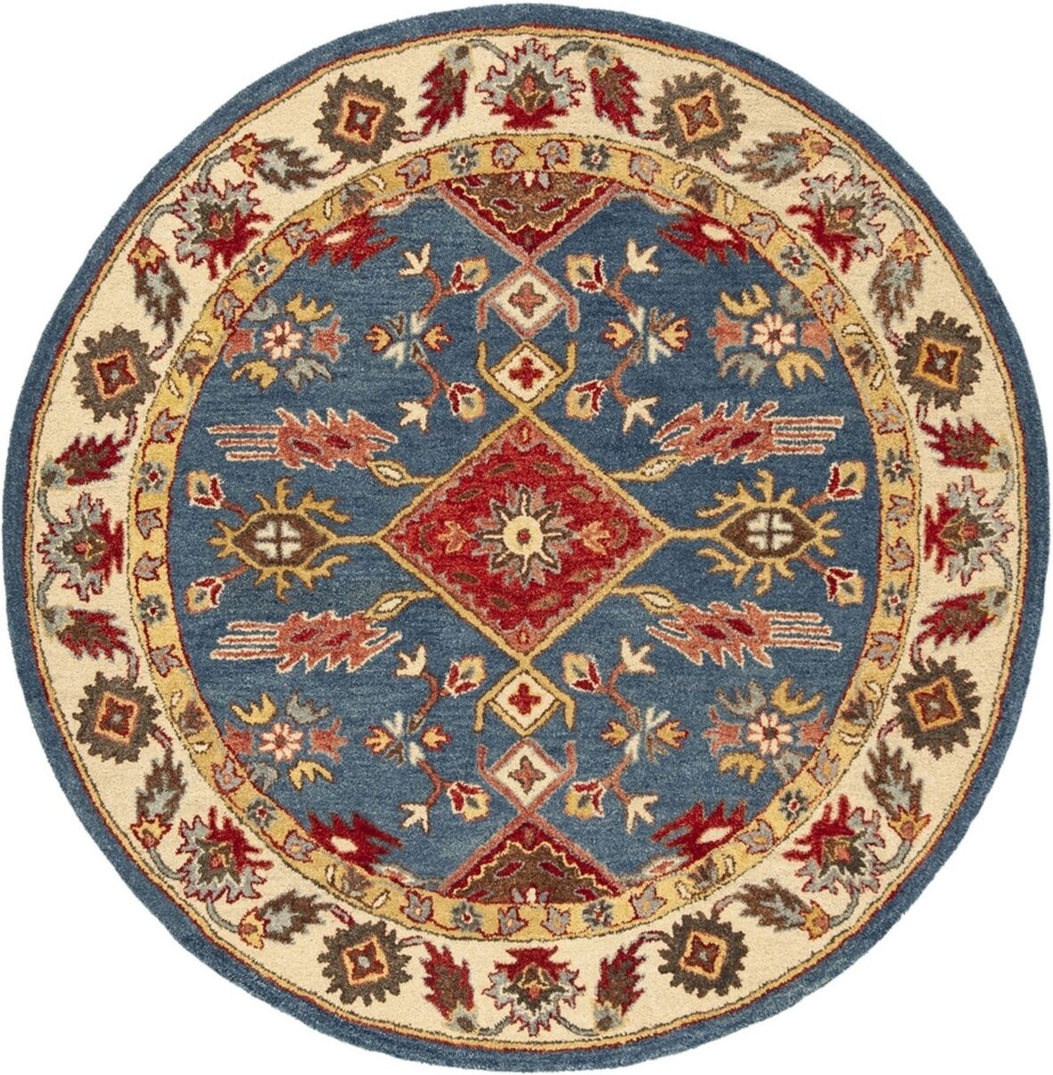 Safavieh Antiquity At506 Blue and Red 6' x 6' Round Area Rug - Blue