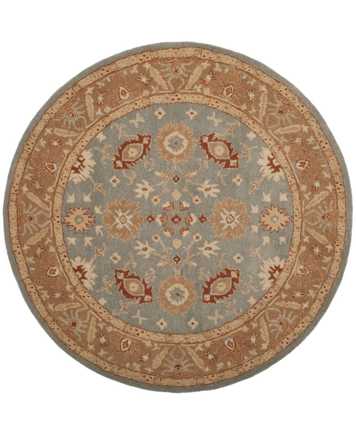 Safavieh Antiquity At61 Blue and Beige 6' x 6' Round Area Rug - Blue
