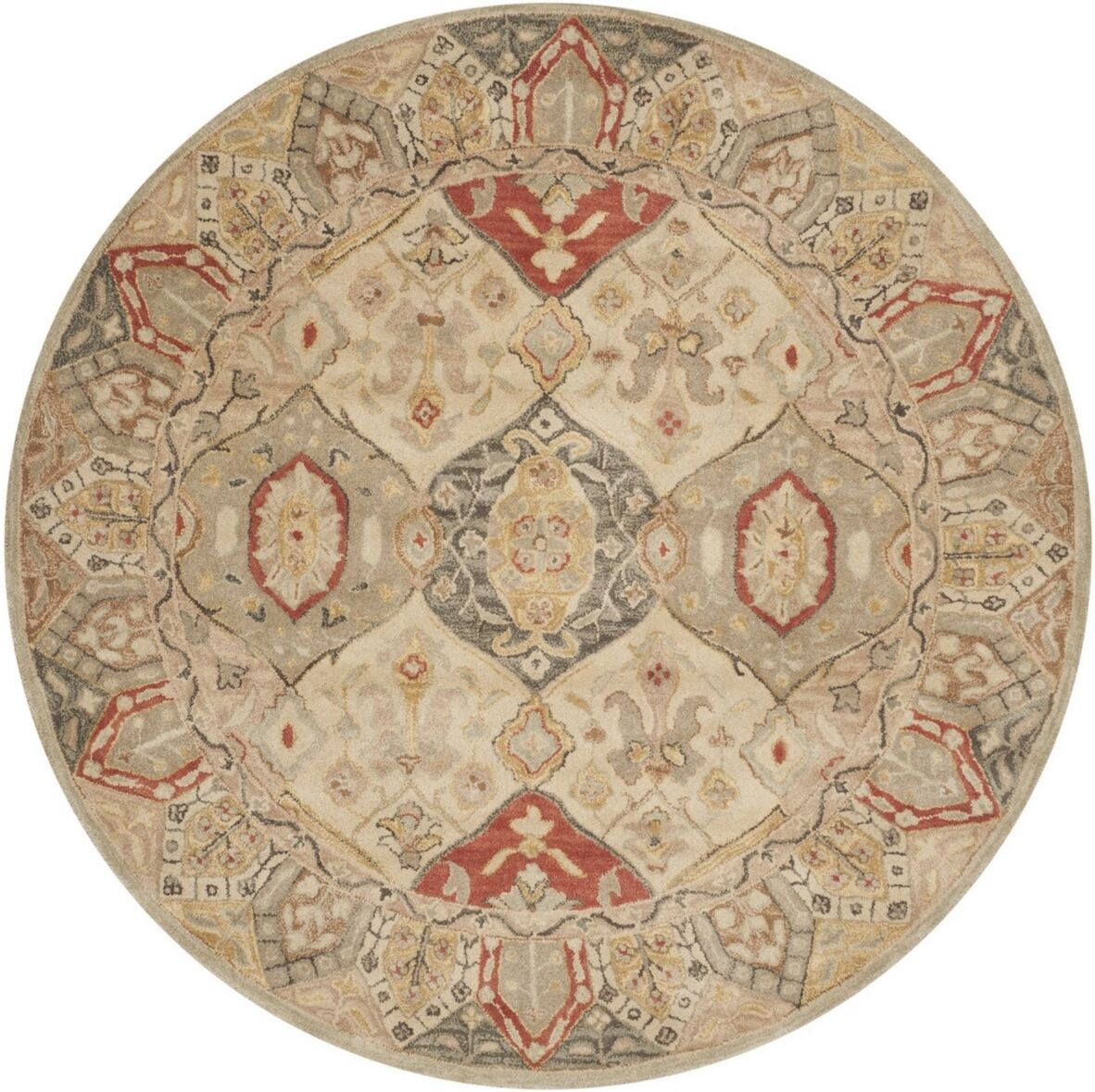 Safavieh Antiquity At830 Beige 6' x 6' Round Area Rug - Beige