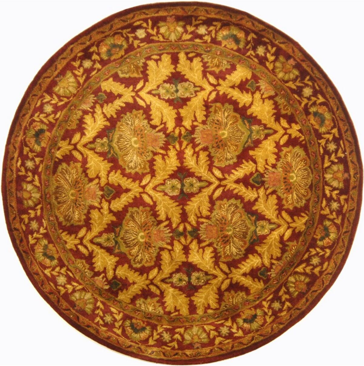 Safavieh Antiquity At54 Wine and Gold 8' x 8' Round Area Rug - Wine