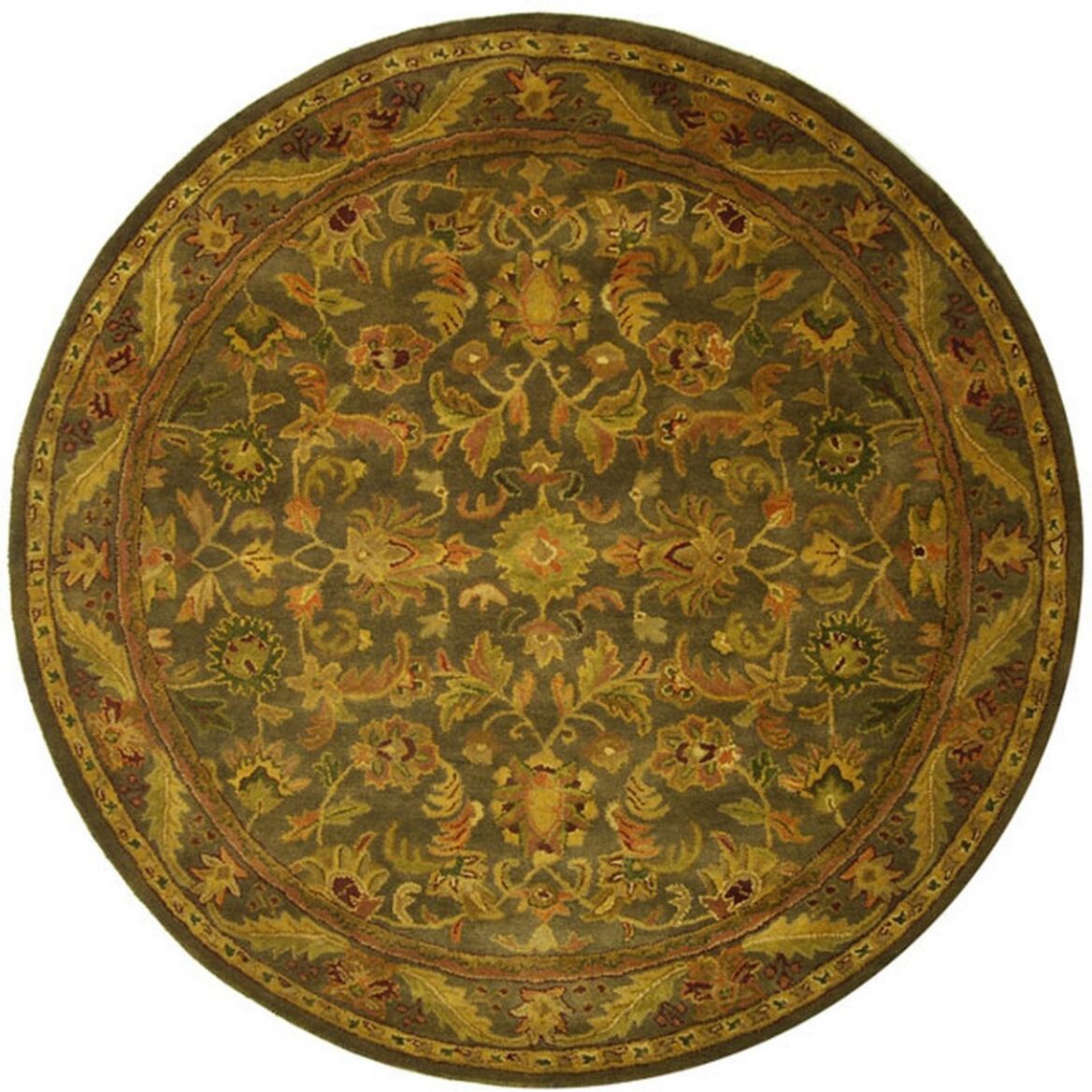 Safavieh Antiquity At52 Green and Gold 6' x 6' Round Area Rug - Green