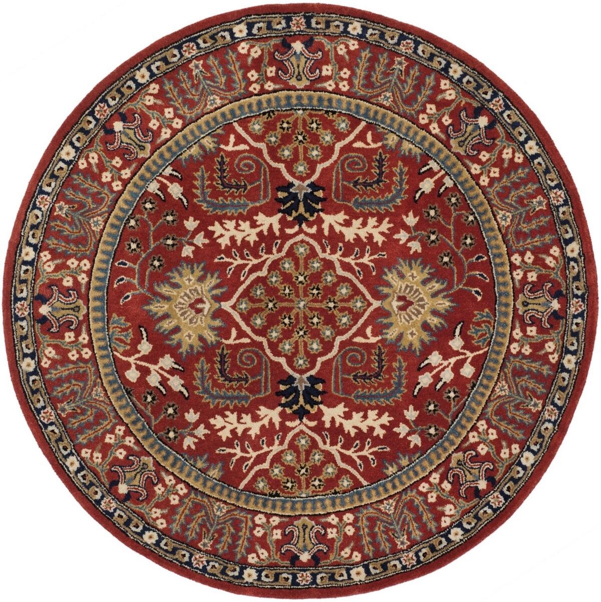 Safavieh Antiquity At64 Red and Multi 6' x 6' Round Area Rug - Red