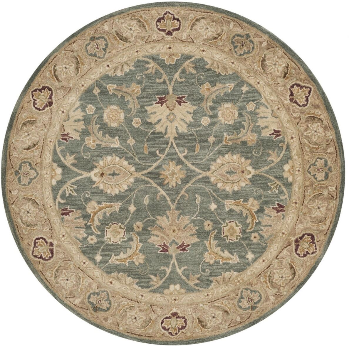 Safavieh Antiquity At849 Teal and Taupe 6' x 6' Round Area Rug - Teal